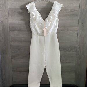 KEEPSAKE the Label White Ruffle Lace Jumpsuit